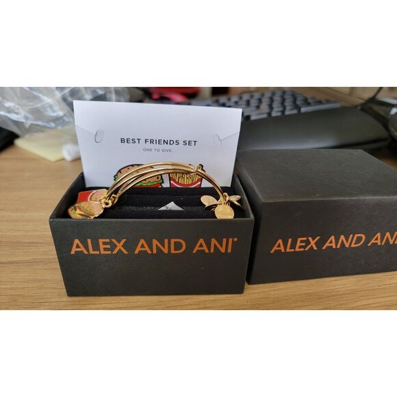 Alex and Ani Best Friends Burger & Fries Charm Bangle Set – NWT Boxed Gift - Picture 5 of 6